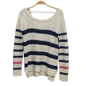 Pink Rose Striped Knit Low Back Lightweight Sweater Medium